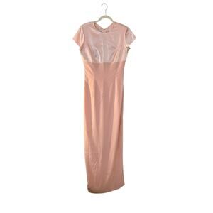 Oleg Cassini Blacktie Vintage Pink Gown Satin Top Sz 10 Peekaboo Back Fairycore